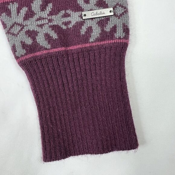 Cabela's Maroon Merino Wool Blend Nordic Zip Up Cardigan Size L - Picture 4 of 11